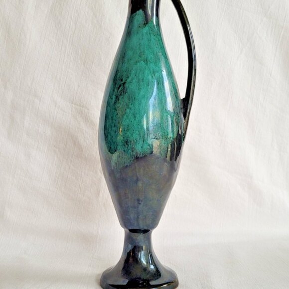EVANGELINE POTTERY DRIP GLAZE 12-1/2" EWER Pitcher Vase / Canada Excellent Con - Picture 6 of 10